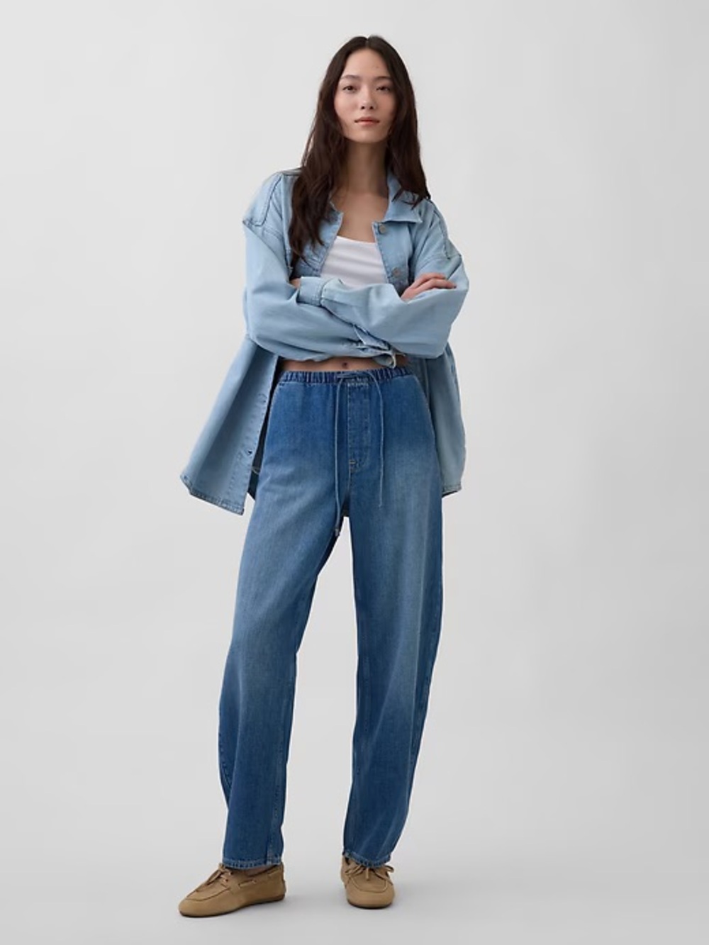 NWT! GAP Medium Indigo High Rise Easy Barrel Jeans - Large 863863🩷